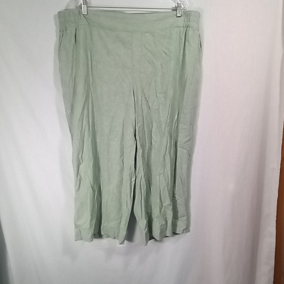 Lane Bryant Mint Green Linen Blend Wide Leg Pull-on Capris Pants Size 20 - Picture 1 of 4